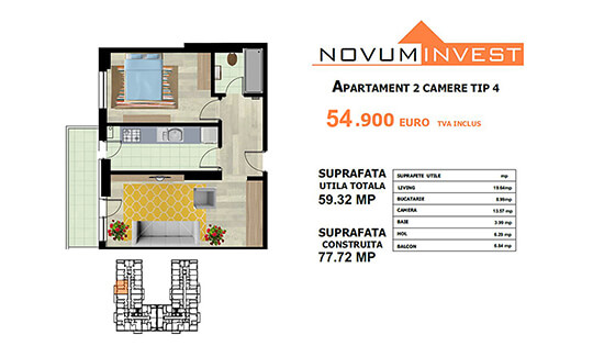 Apartament 2 camere Tip 4 - Lacul Morii Bloc 1