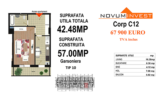 Garsoniera Tip 10 - Corp C12 - Splaiul Independentei