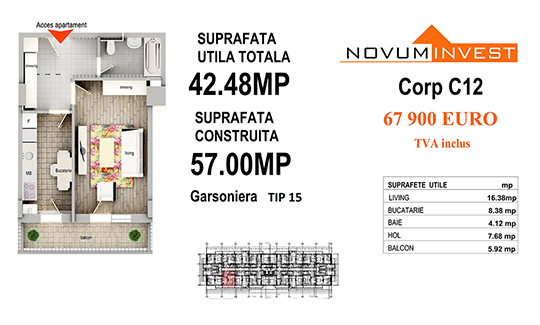 Garsoniera Tip 15 - Corp C12 - Splaiul Independentei