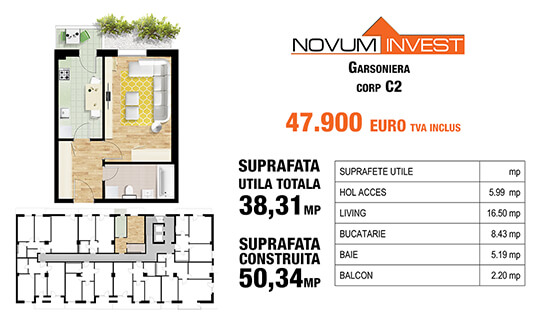 Garsoniera, corp C2 - Splaiul Independentei