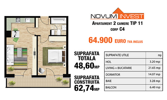 2 camere tip 11 corp C4 - Splaiul Independentei Bloc 2