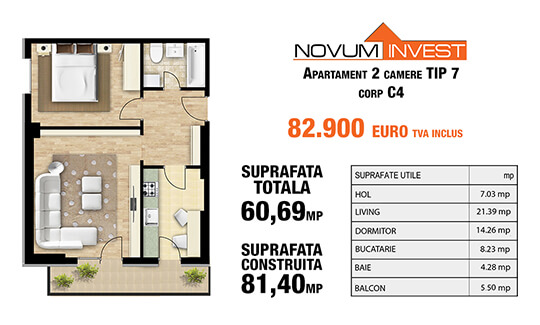 2 camere tip 7 corp C4 - Splaiul Independentei Bloc 2