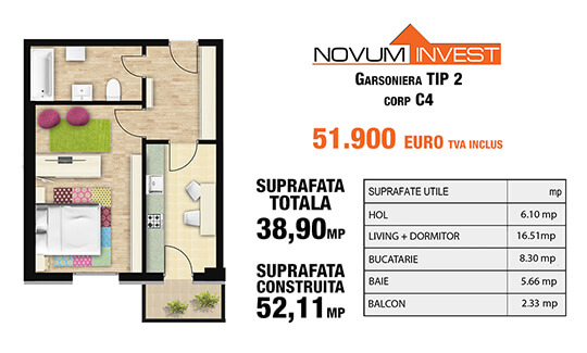 Garsoniera Tip 2 Corp C4 - Splaiul Independentei Bloc 2