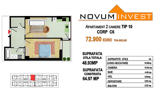 2 camere Tip 10 corp C6 - Splaiul Independentei Bloc 3