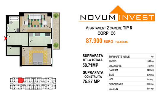 2 camere Tip 8 corp C6 - Splaiul Independentei Bloc 3