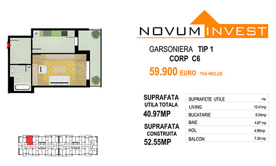 Garsoniera Tip 1 Corp C6 - Splaiul Independentei Bloc 3