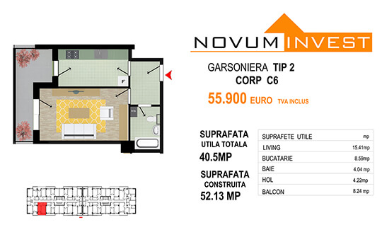 Garsoniera Tip 2 Corp C6 - Splaiul Independentei Bloc 3