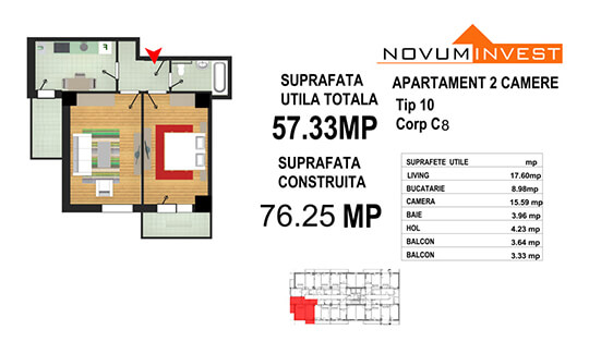 Apartament 2 camere Tip 10 - Corp C8 - Splaiul Independentei Bloc 4