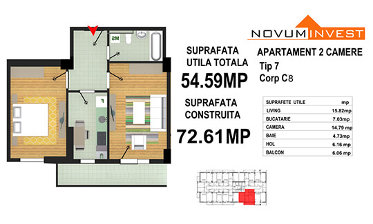 Apartament 2 camere Tip 7 - Corp C8 - Splaiul Independentei Bloc 4