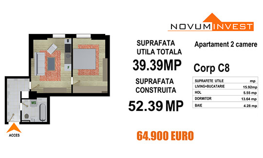 Apartament 2 camere Tip 2 - Corp C8 - Splaiul Independentei Bloc 4