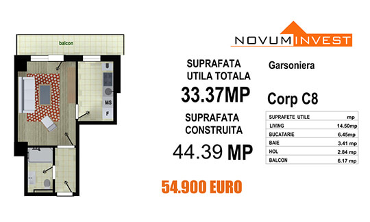 Garsoniera Tip 3 - Corp C8 - Splaiul Independentei Bloc 4