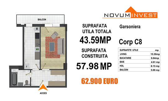 Garsoniera Tip 5 - Corp C8 - Splaiul Independentei Bloc 4