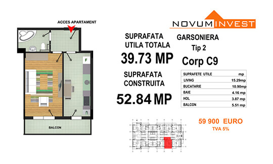 Garsoniera Tip 2 - Corp C9 - Splaiul Independentei Bloc 5