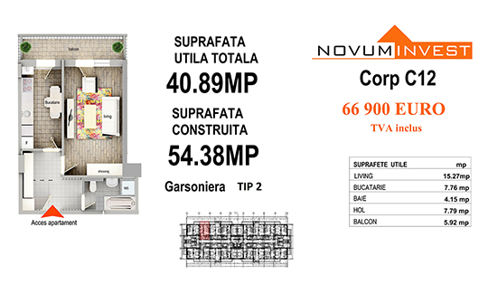 Garsoniera Tip 2 - Corp C12 - Splaiul Independentei Bloc 6